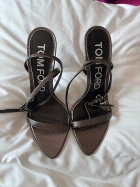 Tom Ford gun metal  padlock sandals